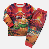 Hawaii Volcano Christmas Pajama Set Hula Santa And Monk Seal LT05 Men Multicolor - Polynesian Pride