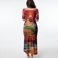 Hawaii Volcano Christmas Puletasi Hula Santa And Monk Seal LT05 - Polynesian Pride