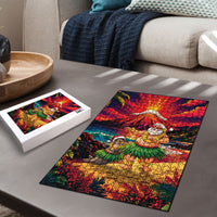 Hawaii Volcano Christmas Puzzle Hula Santa And Monk Seal LT05 - Polynesian Pride