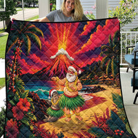 Hawaii Volcano Christmas Quilt Hula Santa And Monk Seal