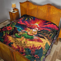 Hawaii Volcano Christmas Quilt Hula Santa And Monk Seal