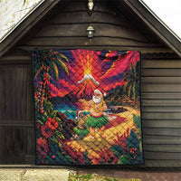 Hawaii Volcano Christmas Quilt Hula Santa And Monk Seal