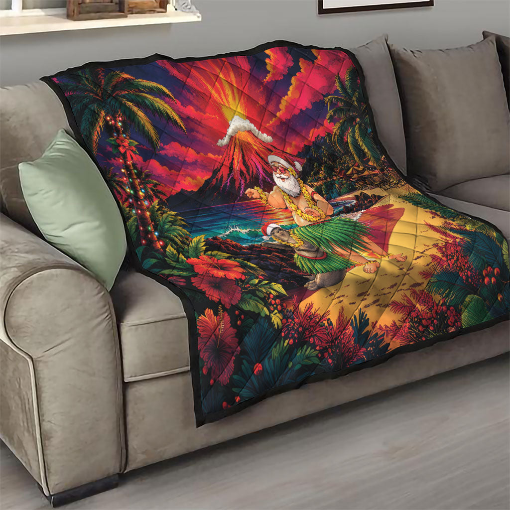 Hawaii Volcano Christmas Quilt Hula Santa And Monk Seal