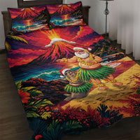 Hawaii Volcano Christmas Quilt Bed Set Hula Santa And Monk Seal LT05 Multicolor - Polynesian Pride