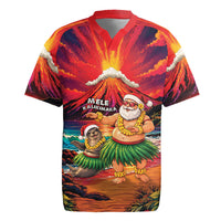 Hawaii Volcano Christmas Rugby Jersey Hula Santa And Monk Seal LT05 Multicolor - Polynesian Pride