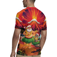 Hawaii Volcano Christmas Rugby Jersey Hula Santa And Monk Seal LT05 - Polynesian Pride