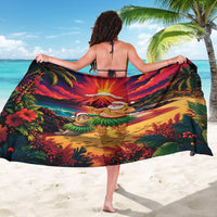Hawaii Volcano Christmas Sarong Hula Santa And Monk Seal LT05 - Polynesian Pride