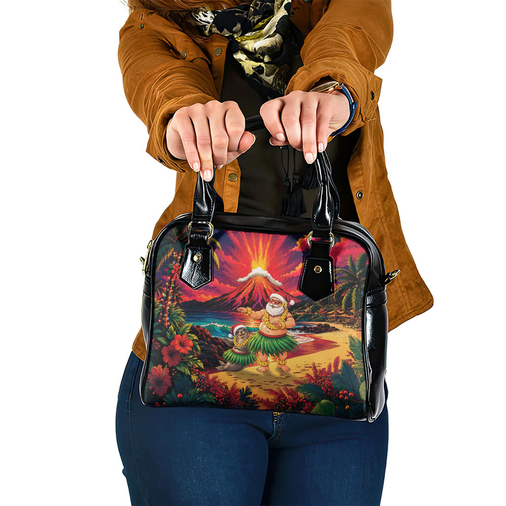 Hawaii Volcano Christmas Shoulder Handbag Hula Santa And Monk Seal LT05 One Size Multicolor - Polynesian Pride