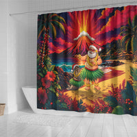 Hawaii Volcano Christmas Shower Curtain Hula Santa And Monk Seal LT05 - Polynesian Pride