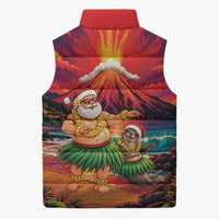 Hawaii Volcano Christmas Sleeveless Puffer Jacket Hula Santa And Monk Seal LT05 - Polynesian Pride