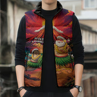 Hawaii Volcano Christmas Sleeveless Puffer Jacket Hula Santa And Monk Seal LT05 - Polynesian Pride