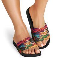 Hawaii Volcano Christmas Slide Sandals Hula Santa And Monk Seal LT05 - Polynesian Pride