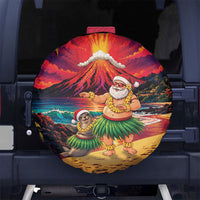 Hawaii Volcano Christmas Spare Tire Cover Hula Santa And Monk Seal LT05 No hole Multicolor - Polynesian Pride
