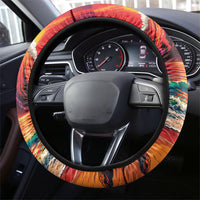 Hawaii Volcano Christmas Steering Wheel Cover Hula Santa And Monk Seal LT05 - Polynesian Pride