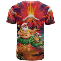 Hawaii Volcano Christmas T Shirt Hula Santa And Monk Seal LT05 - Polynesian Pride