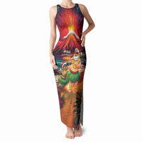 Hawaii Volcano Christmas Tank Maxi Dress Hula Santa And Monk Seal LT05 Women Multicolor - Polynesian Pride