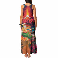 Hawaii Volcano Christmas Tank Maxi Dress Hula Santa And Monk Seal LT05 - Polynesian Pride