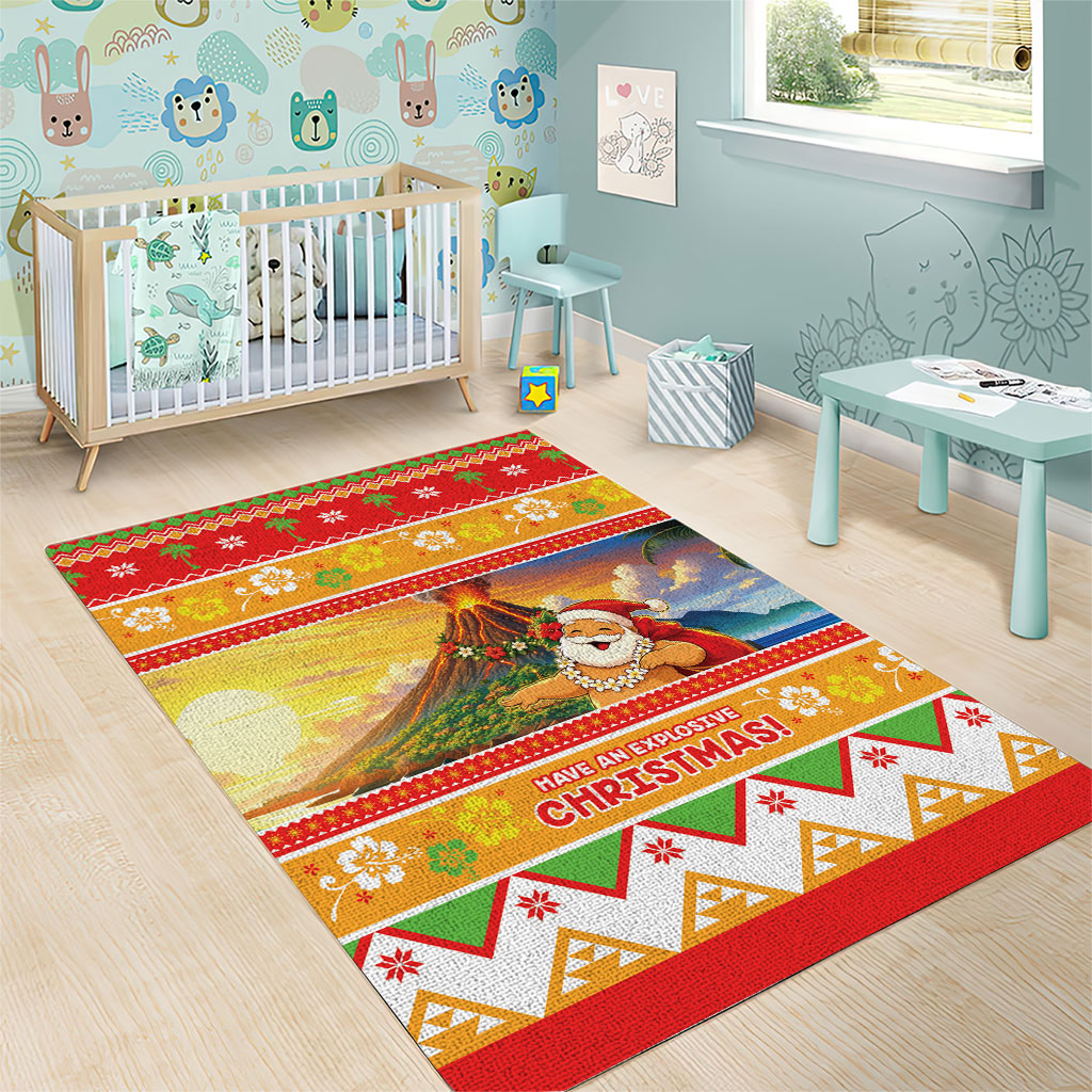 Hawaii Volcano Christmas Area Rug Have An Explosive Christmas LT05 - Polynesian Pride