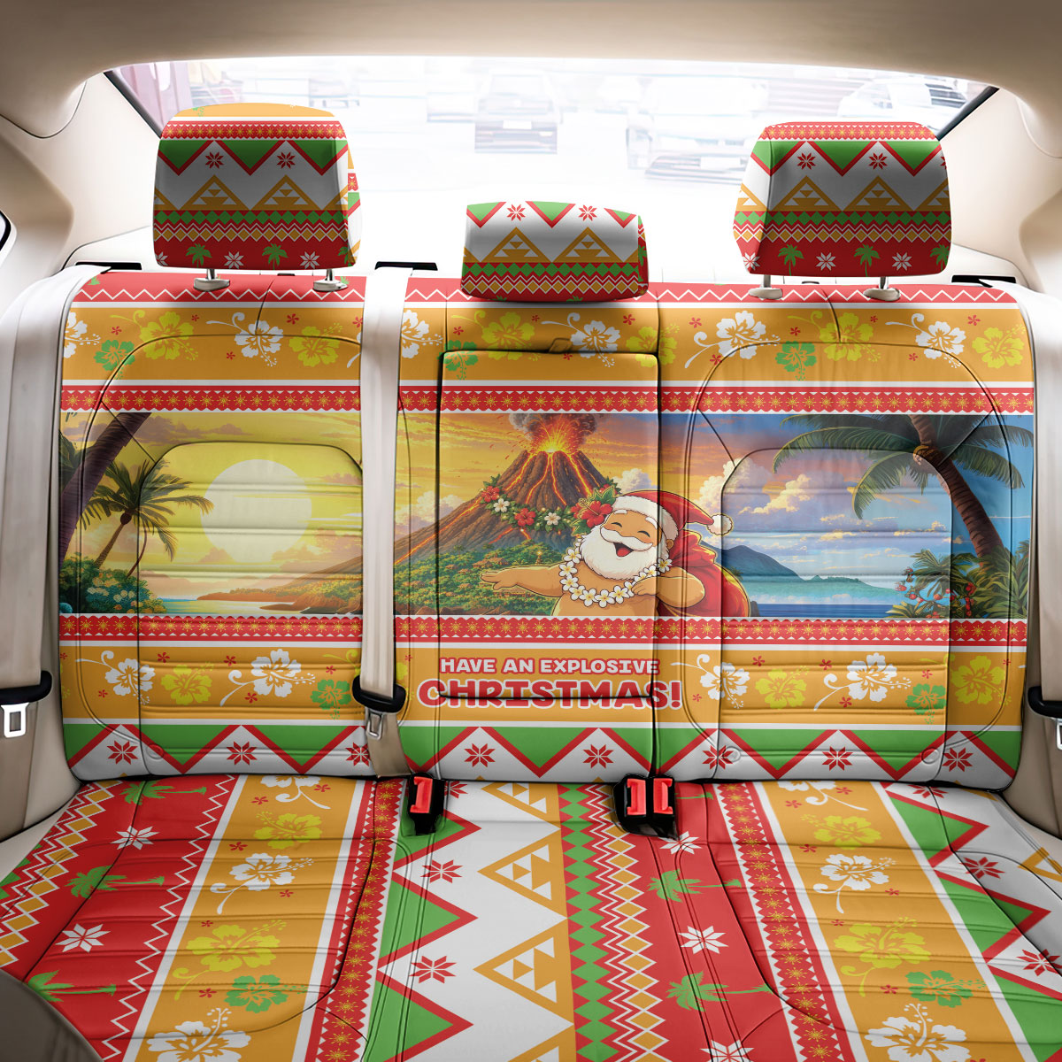 Hawaii Volcano Christmas Back Car Seat Cover Have An Explosive Christmas LT05 - Polynesian Pride