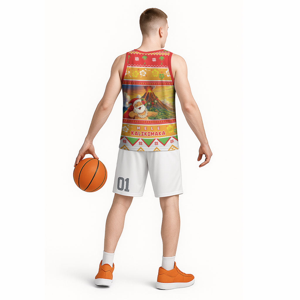 Hawaii Volcano Christmas Basketball Jersey Have An Explosive Christmas LT05 - Polynesian Pride