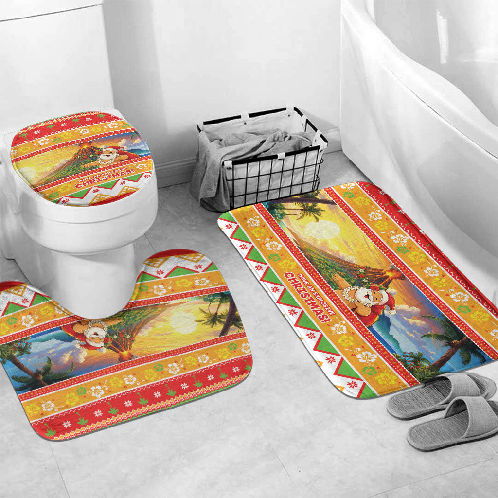 Hawaii Volcano Christmas Bathroom Set Have An Explosive Christmas LT05 Mat Set Only (3 pcs) One Size Red - Polynesian Pride