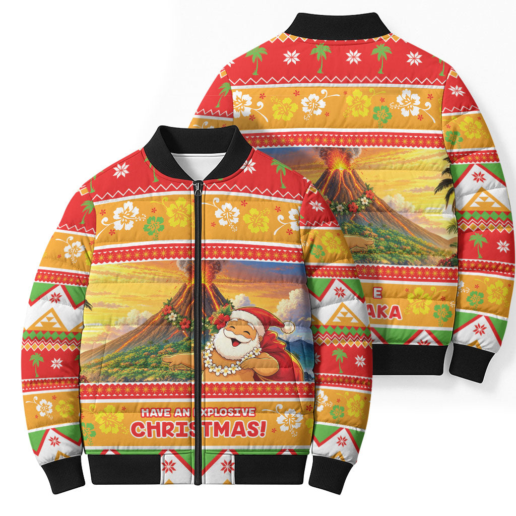 Hawaii Volcano Christmas Bomber Puffer Jacket Have An Explosive Christmas LT05 - Polynesian Pride