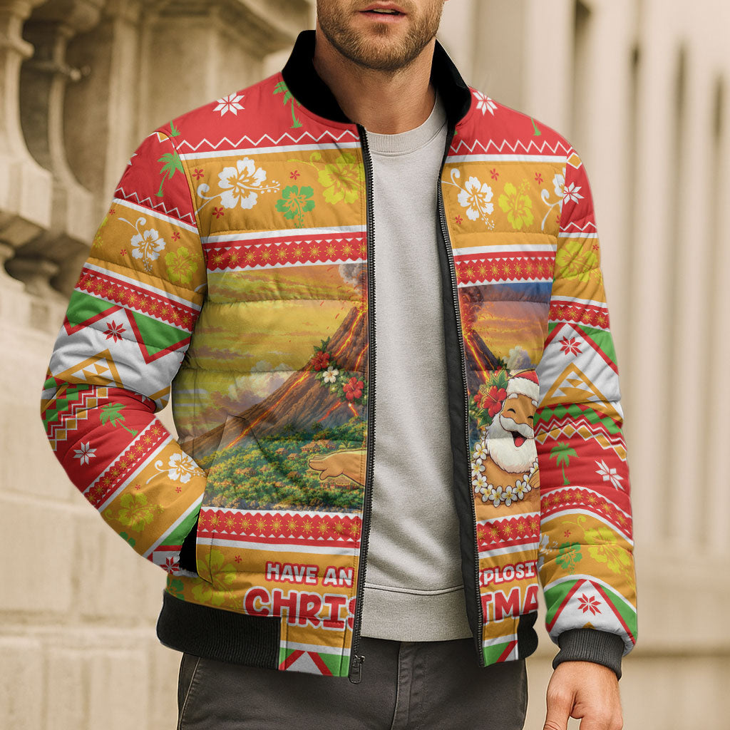 Hawaii Volcano Christmas Bomber Puffer Jacket Have An Explosive Christmas LT05 - Polynesian Pride