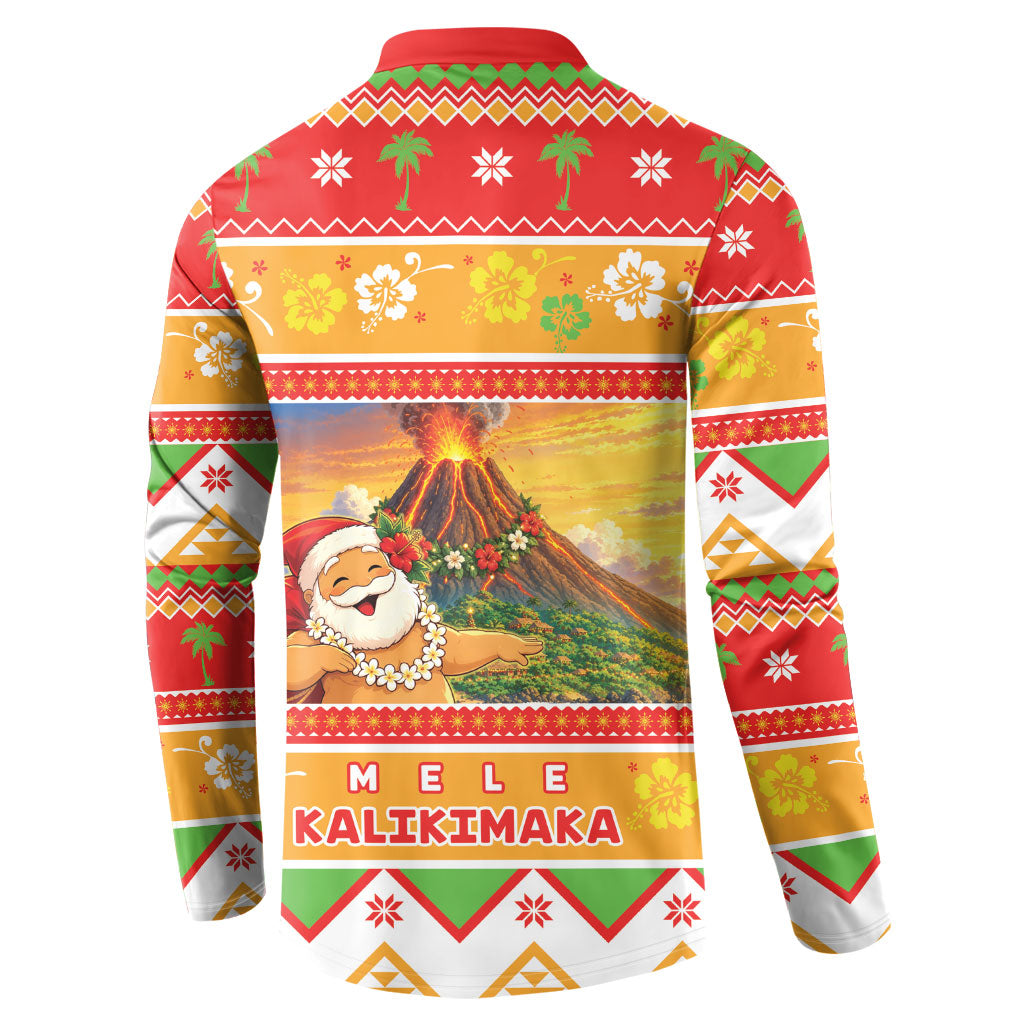 Hawaii Volcano Christmas Button Sweatshirt Have An Explosive Christmas LT05 - Polynesian Pride