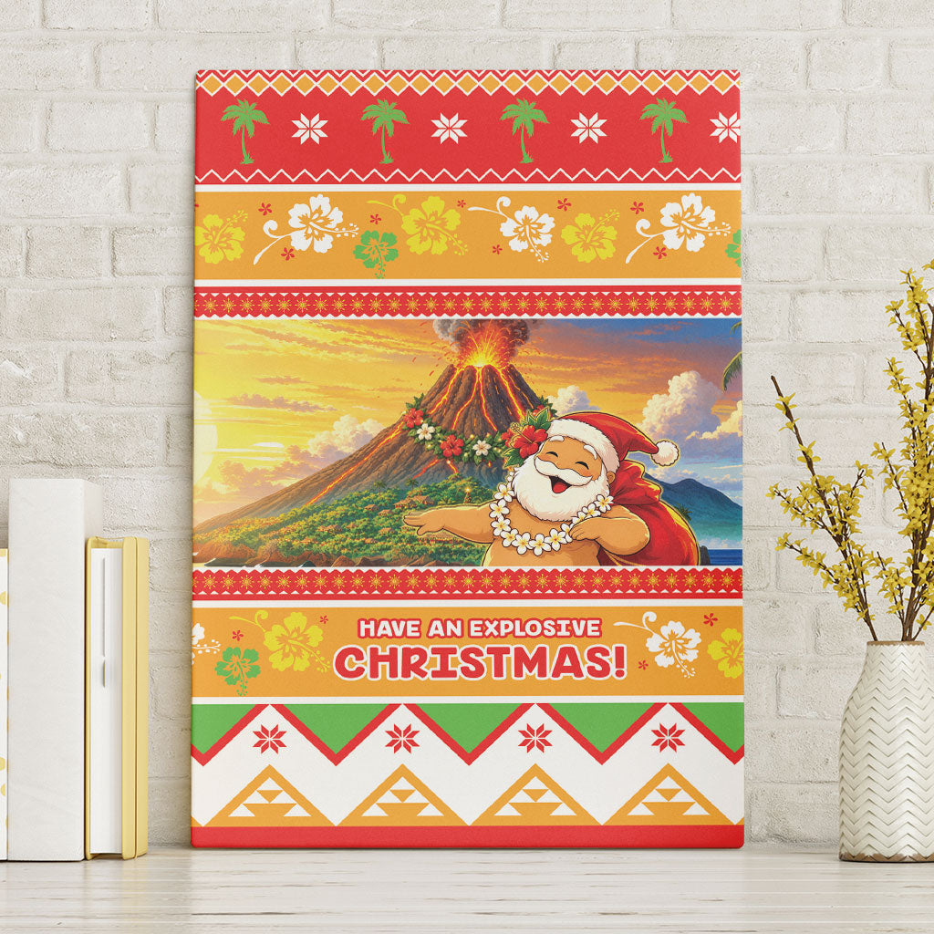 Hawaii Volcano Christmas Canvas Wall Art Have An Explosive Christmas LT05 Without Frame Red - Polynesian Pride