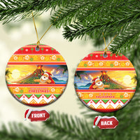 Hawaii Volcano Christmas Ceramic Ornament Have An Explosive Christmas LT05 Circle Red - Polynesian Pride