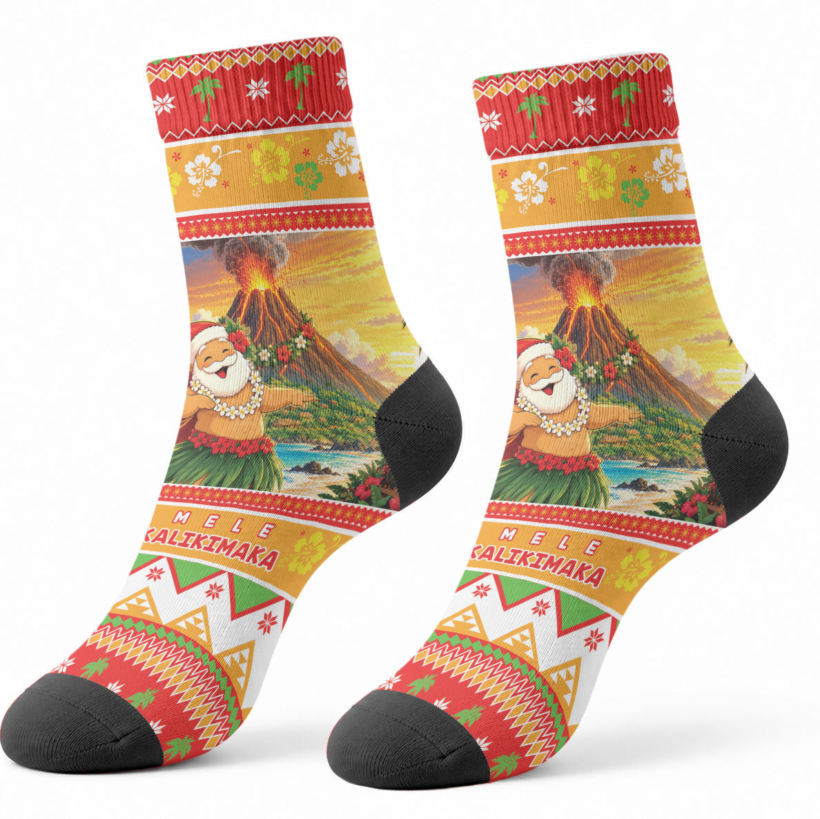 Hawaii Volcano Christmas Crew Socks Have An Explosive Christmas LT05 - Polynesian Pride