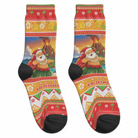 Hawaii Volcano Christmas Crew Socks Have An Explosive Christmas LT05 - Polynesian Pride