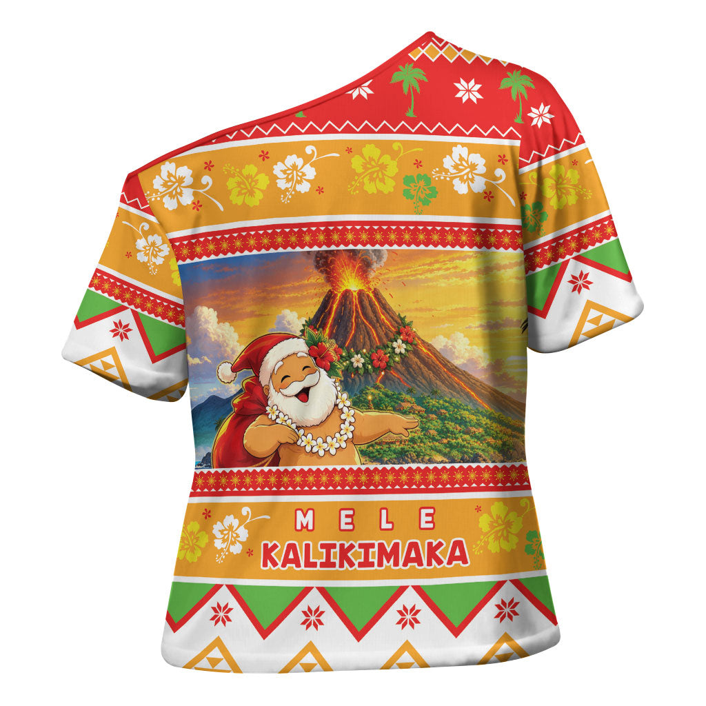 Hawaii Volcano Christmas Cross Shoulder Shirt Have An Explosive Christmas