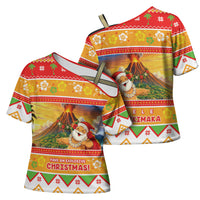 Hawaii Volcano Christmas Cross Shoulder Shirt Have An Explosive Christmas