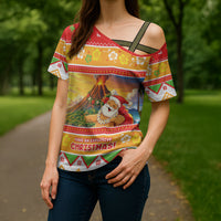 Hawaii Volcano Christmas Cross Shoulder Shirt Have An Explosive Christmas