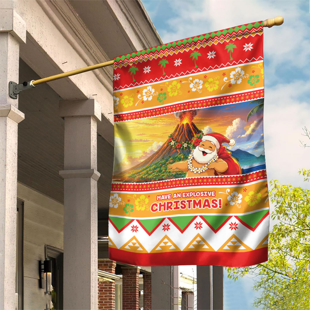 Hawaii Volcano Christmas Garden Flag Have An Explosive Christmas LT05 House Flag Red - Polynesian Pride
