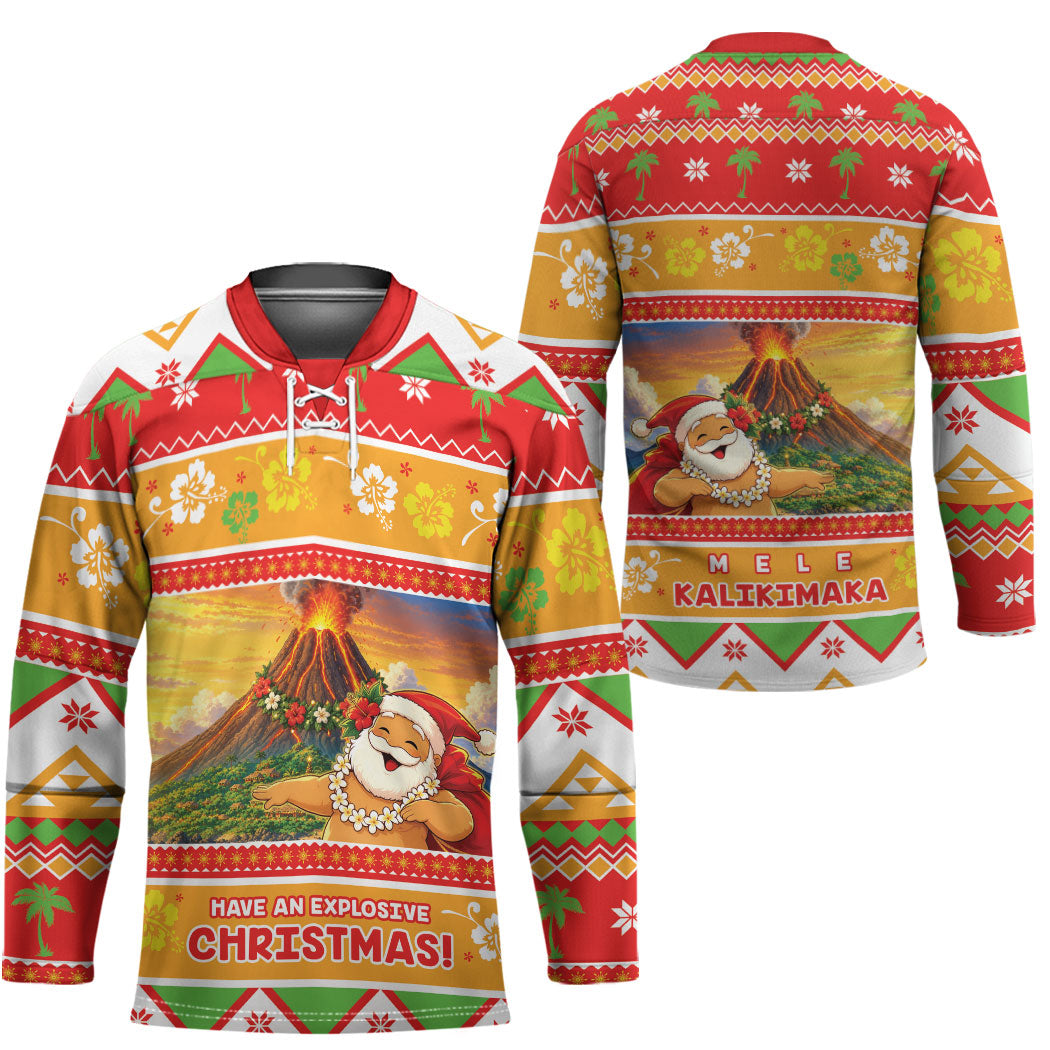 Hawaii Volcano Christmas Hockey Jersey Have An Explosive Christmas