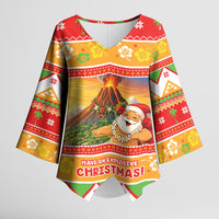 Hawaii Volcano Christmas Kimono Sleeve Blouse Have An Explosive Christmas LT05 Female Red - Polynesian Pride