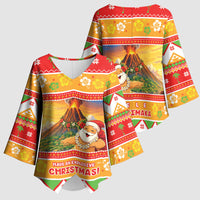 Hawaii Volcano Christmas Kimono Sleeve Blouse Have An Explosive Christmas LT05 - Polynesian Pride