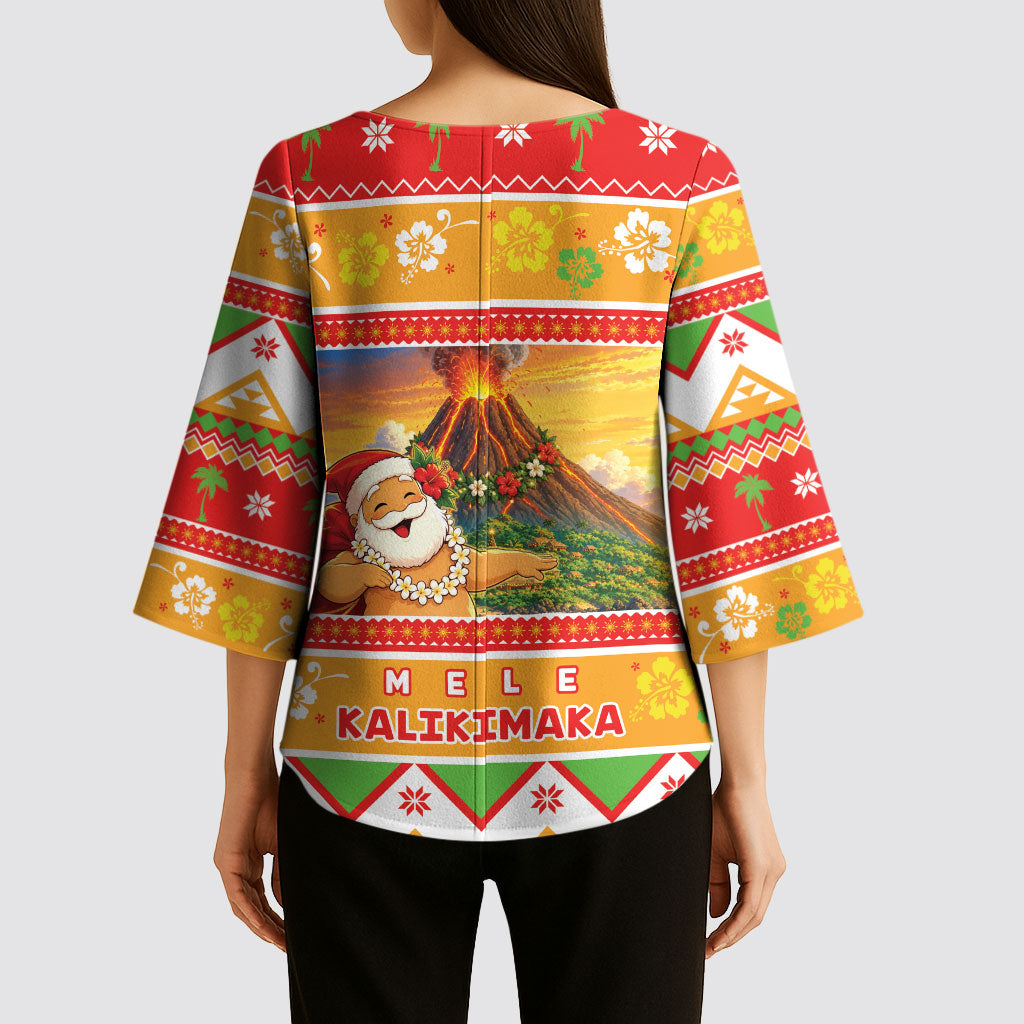 Hawaii Volcano Christmas Kimono Sleeve Blouse Have An Explosive Christmas LT05 - Polynesian Pride
