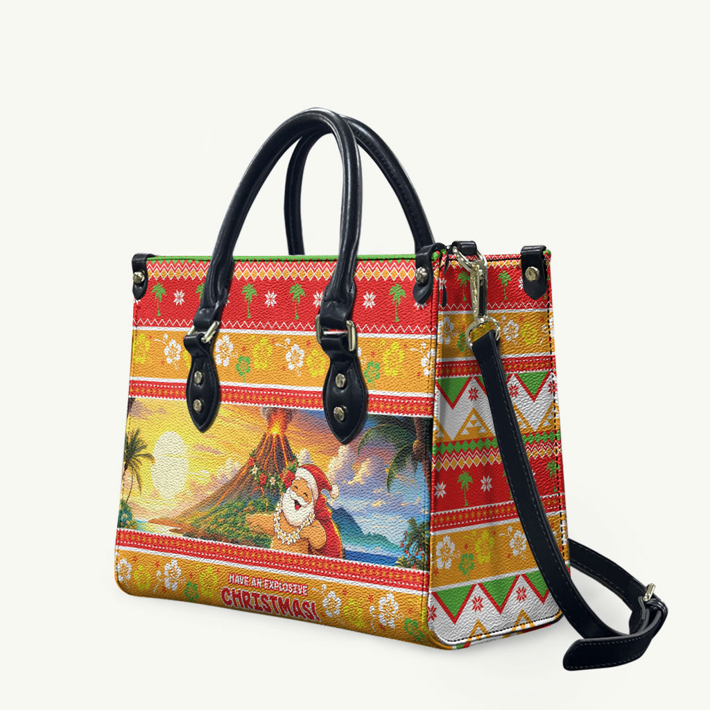 Hawaii Volcano Christmas Leather Bag Have An Explosive Christmas LT05 Red - Polynesian Pride