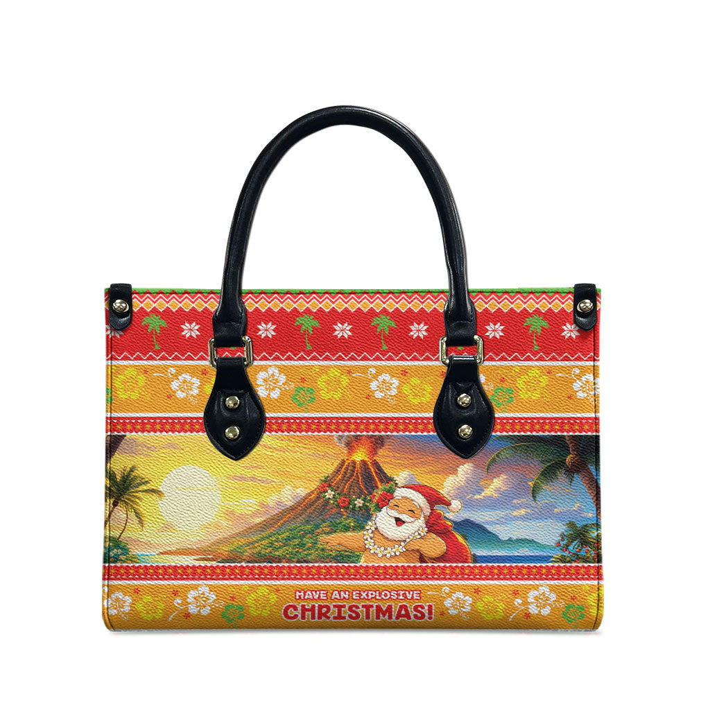Hawaii Volcano Christmas Leather Bag Have An Explosive Christmas