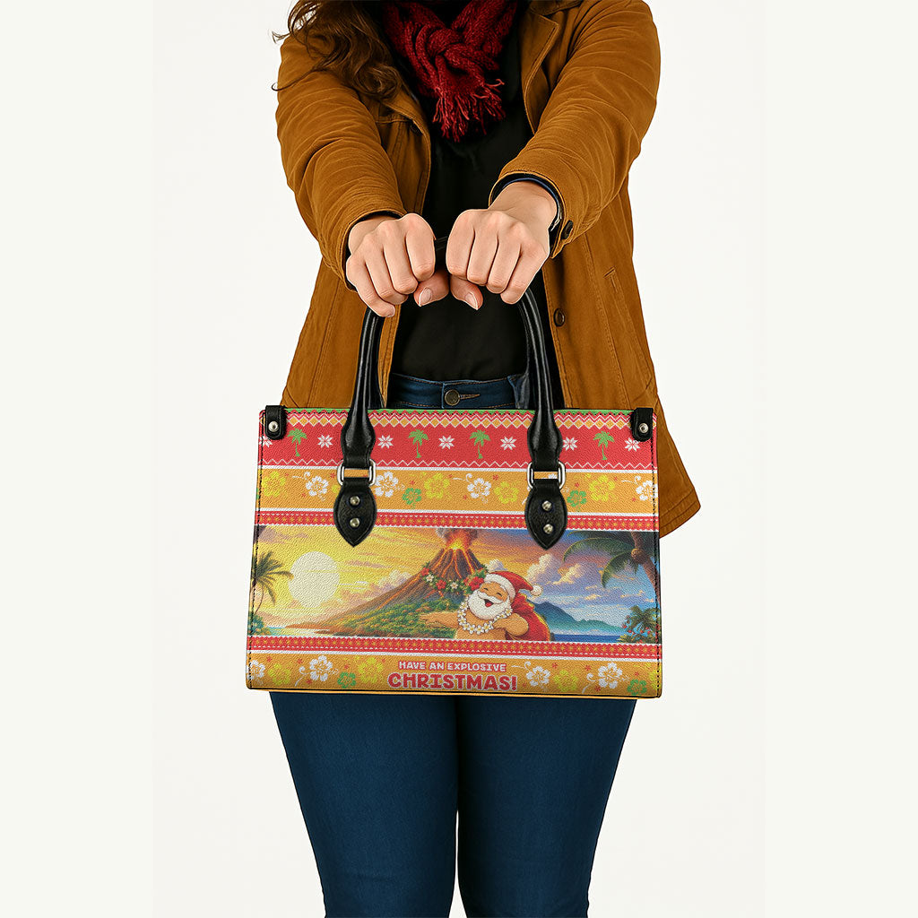 Hawaii Volcano Christmas Leather Bag Have An Explosive Christmas