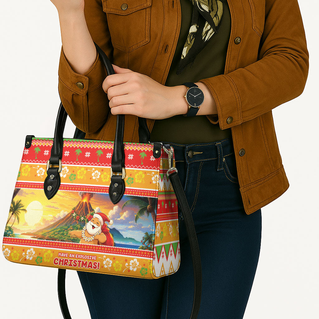 Hawaii Volcano Christmas Leather Bag Have An Explosive Christmas