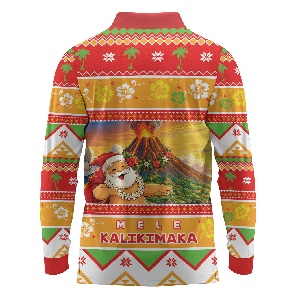 Hawaii Volcano Christmas Long Sleeve Polo Shirt Have An Explosive Christmas LT05 - Polynesian Pride
