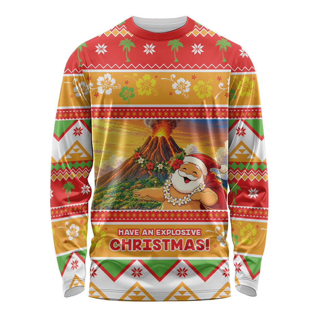 Hawaii Volcano Christmas Long Sleeve Shirt Have An Explosive Christmas