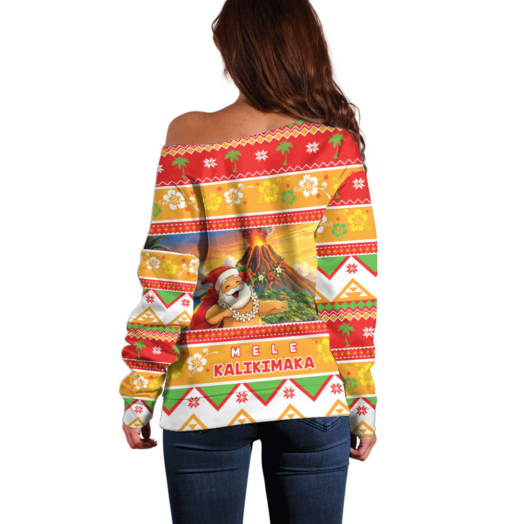 Hawaii Volcano Christmas Off Shoulder Sweater Have An Explosive Christmas LT05 - Polynesian Pride