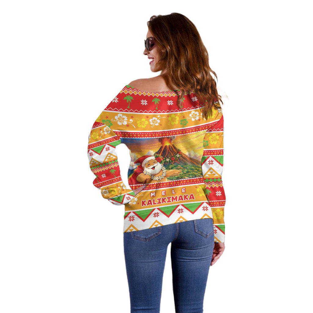 Hawaii Volcano Christmas Off Shoulder Sweater Have An Explosive Christmas LT05 - Polynesian Pride
