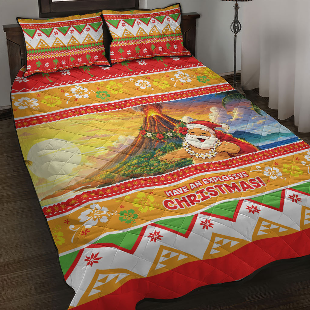 Hawaii Volcano Christmas Quilt Bed Set Have An Explosive Christmas LT05 Red - Polynesian Pride