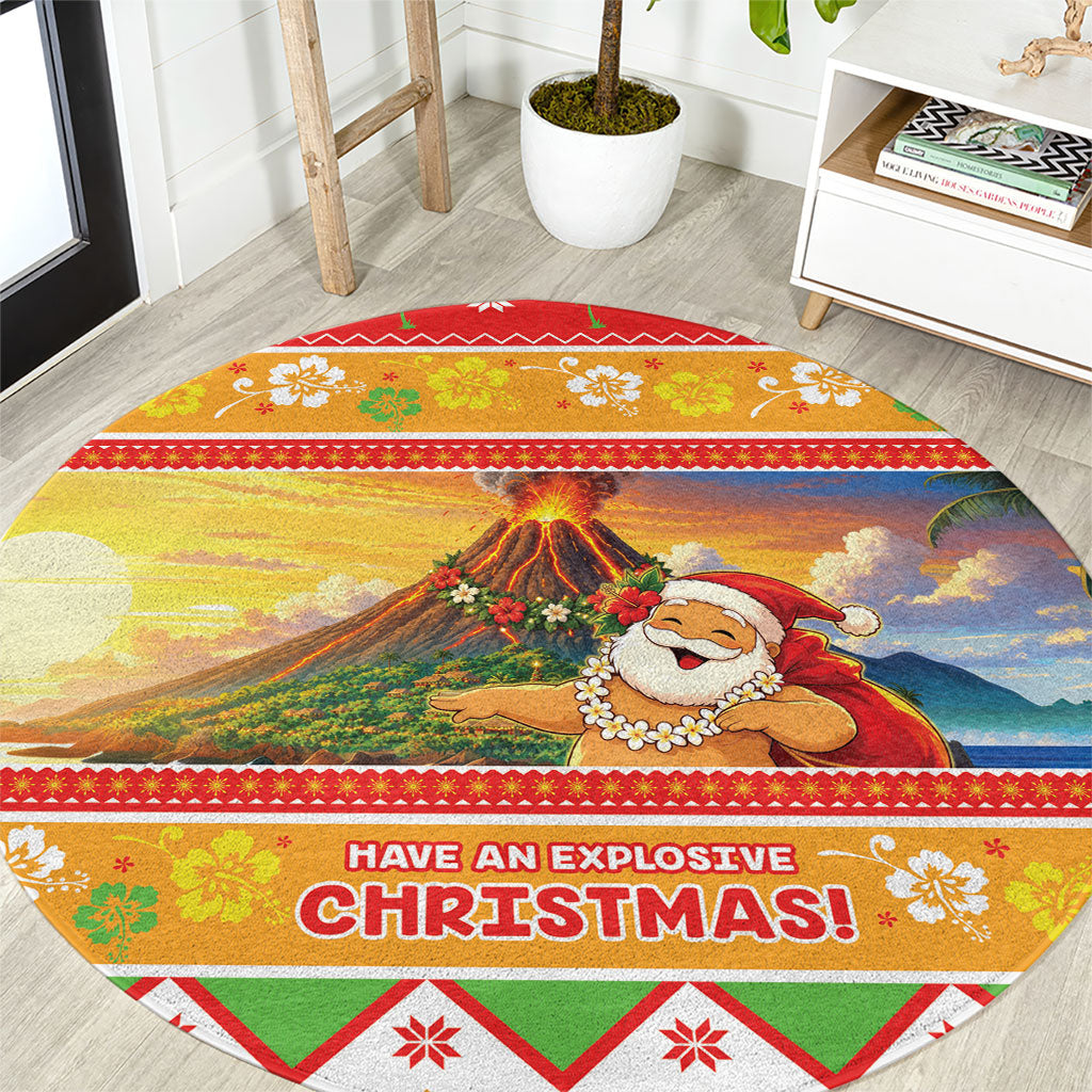Hawaii Volcano Christmas Round Carpet Have An Explosive Christmas LT05 Red - Polynesian Pride